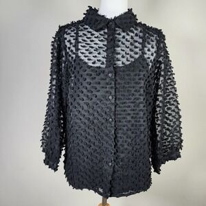 Lofty Manner Bobble Shirt Womens Medium Whimsigoth Witchy Fairy Goth Mesh Black‎